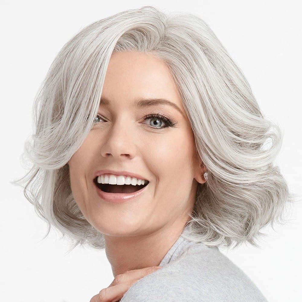 A woman Wearing a grey wig