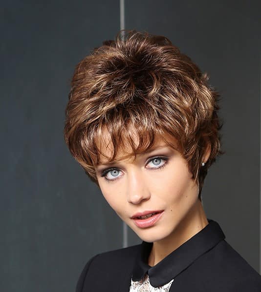 Short stylish wig. Brown wig, Short lace front wig. Selfridges wigs. Daniel Galvin wigs. Chemotherapy wigs. ready to wear wigs.