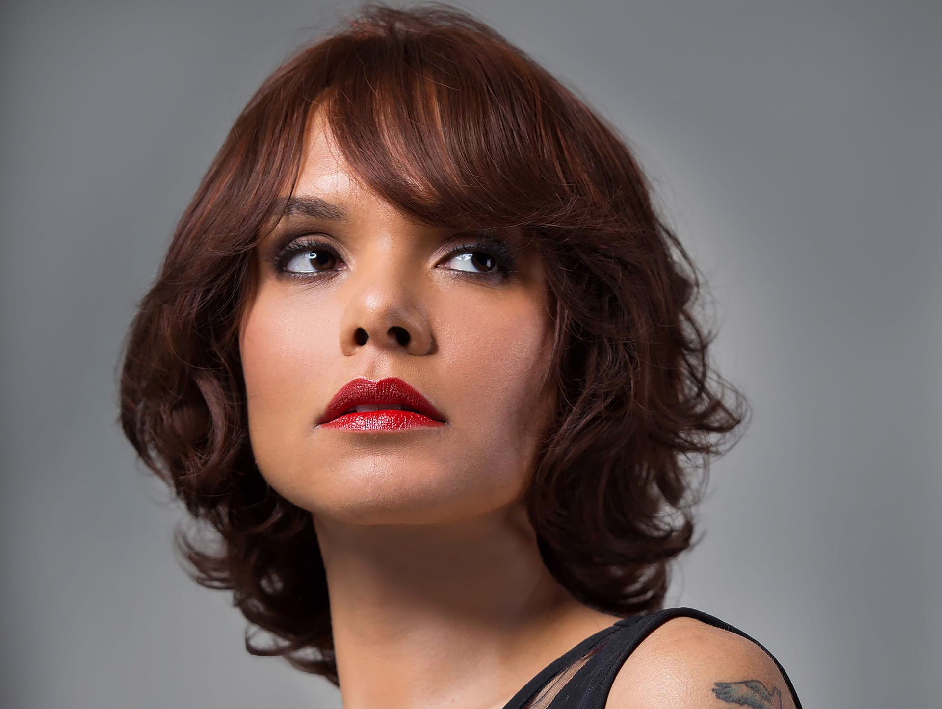 Woman wearing a high quality human hair wig